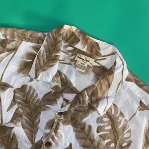 VTG‎ Panama Jack Hawaiian Shirt Men's XL Brown Floral Print Loop Collar Ramie